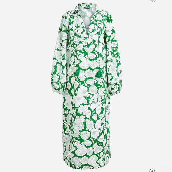 J. Crew V-neck Tunic Dress in Kelly Floral Cotton Poplin Size S - Picture 1 of 10